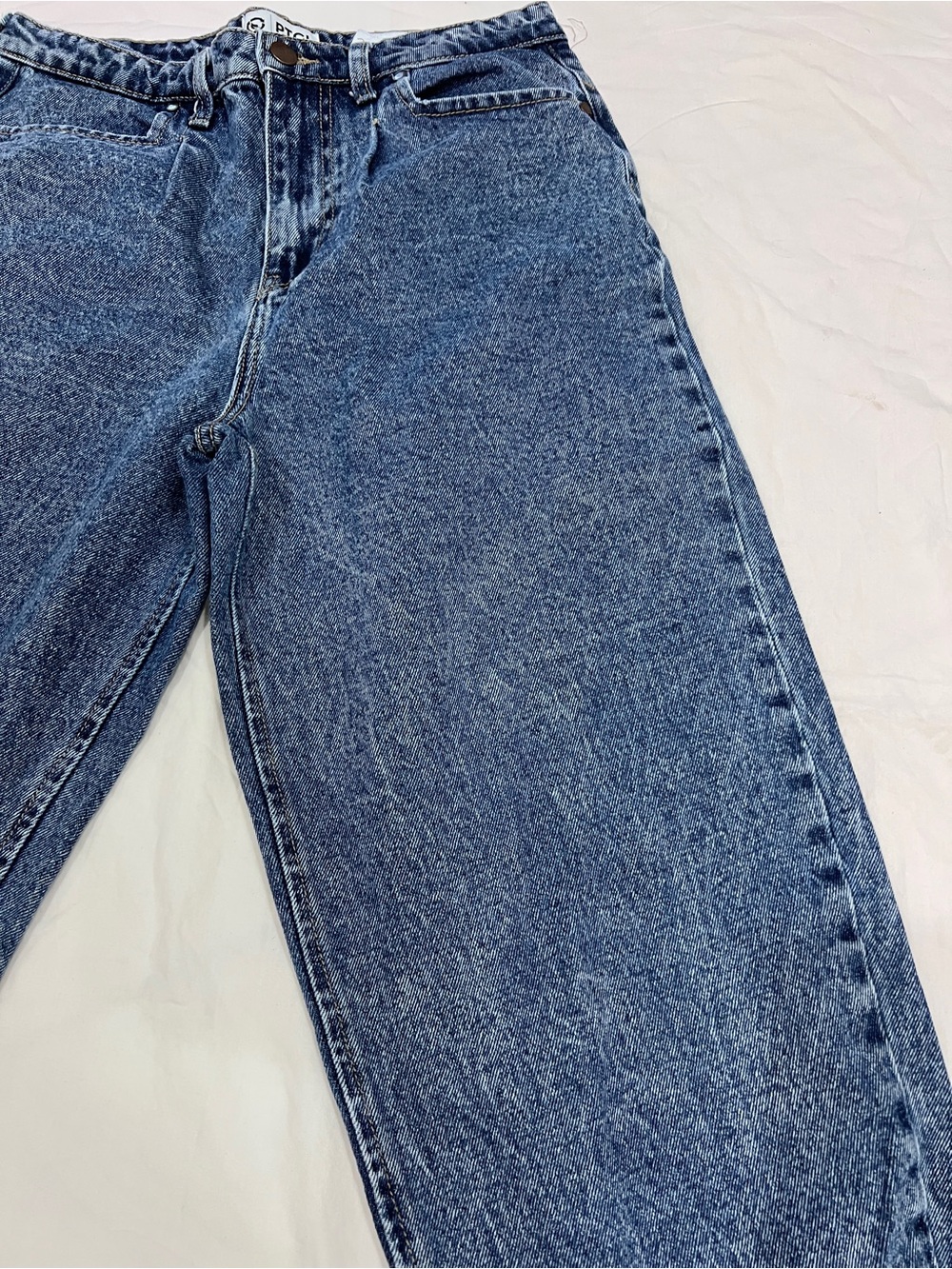 PTCL Ethical Clothing Jeans Size 30 Acid Wash Barrel Tapered Ankle Slit Denim - Picture 4 of 13